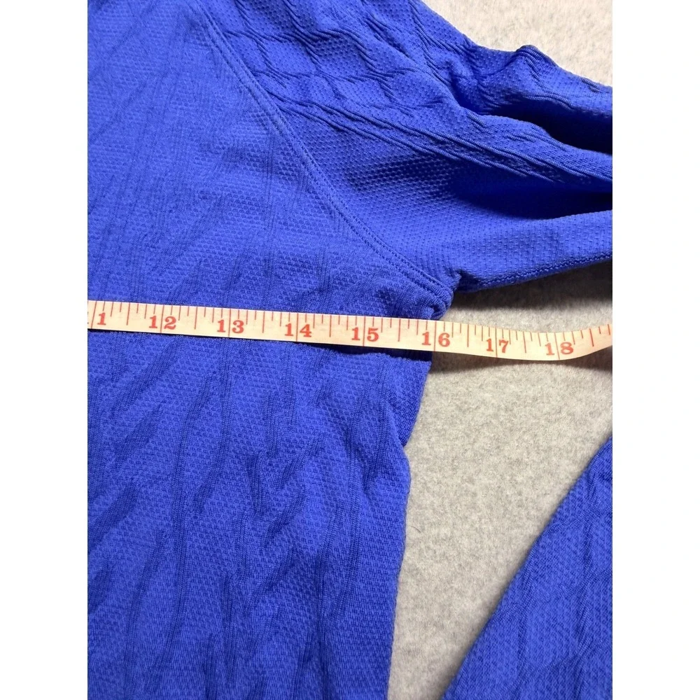 Lululemon Rest Less Hoodie Blue Jacquard Knit Seamless Pullover Sweater